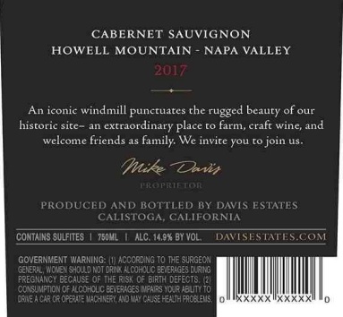 TABC label artwork for Davis Estates Cabernet Sauvignon