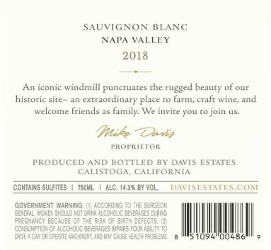 TABC label artwork for M Davis Estates Private Reserve Sauvignon Blanc