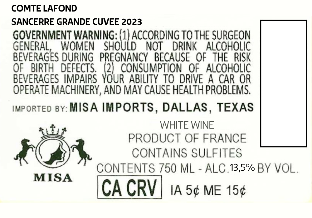 TABC label artwork for COMTE LAFOND GRANDE CUVEE