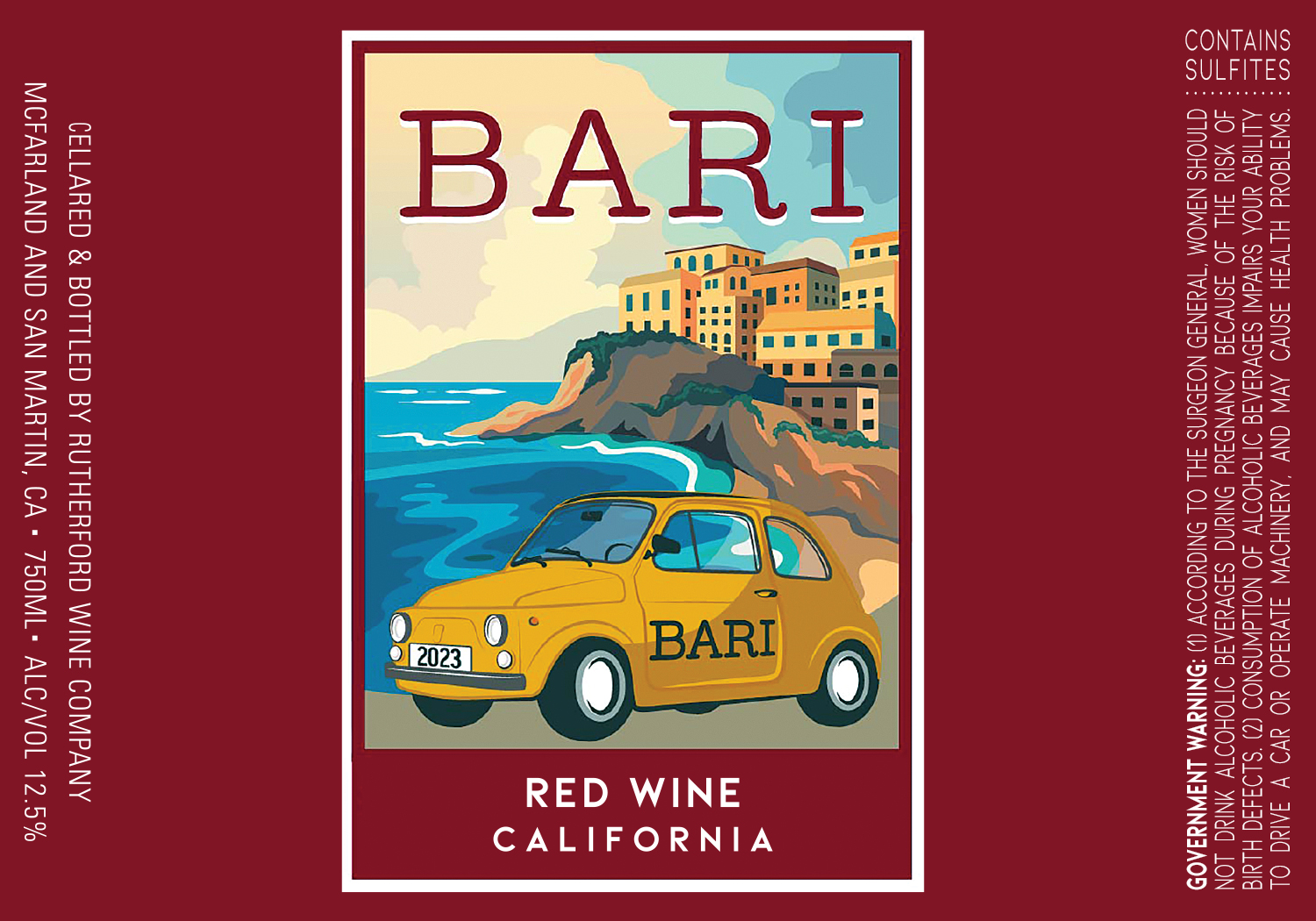 TABC label artwork for Bari Red Wine