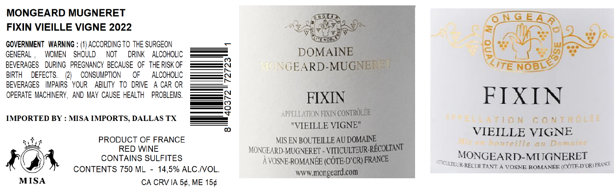 TABC label artwork for MONGEARD MUGNERET VIEILLE VIGNE