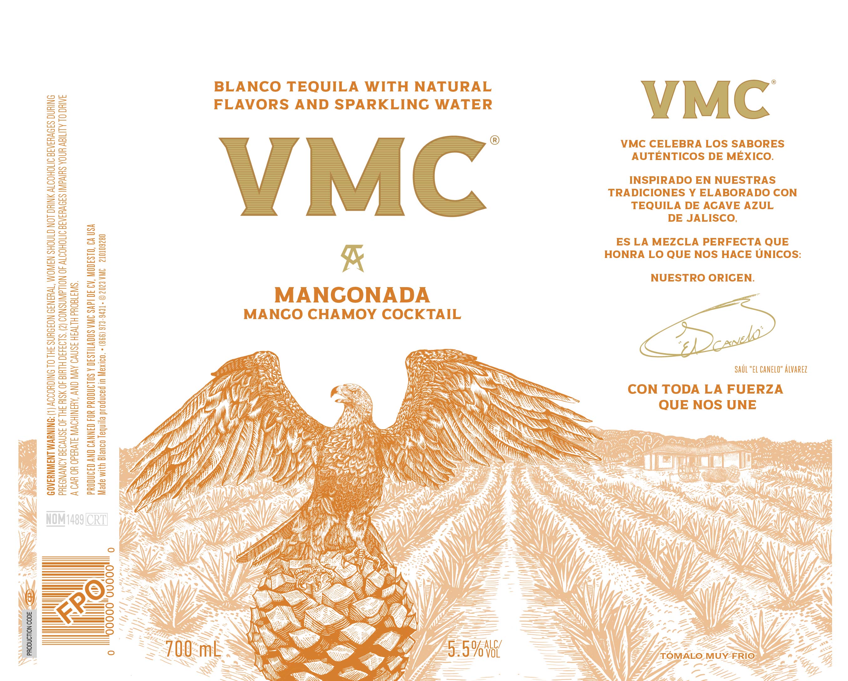 TABC label artwork for VMC Mangonada Mango Chamoy Cocktail