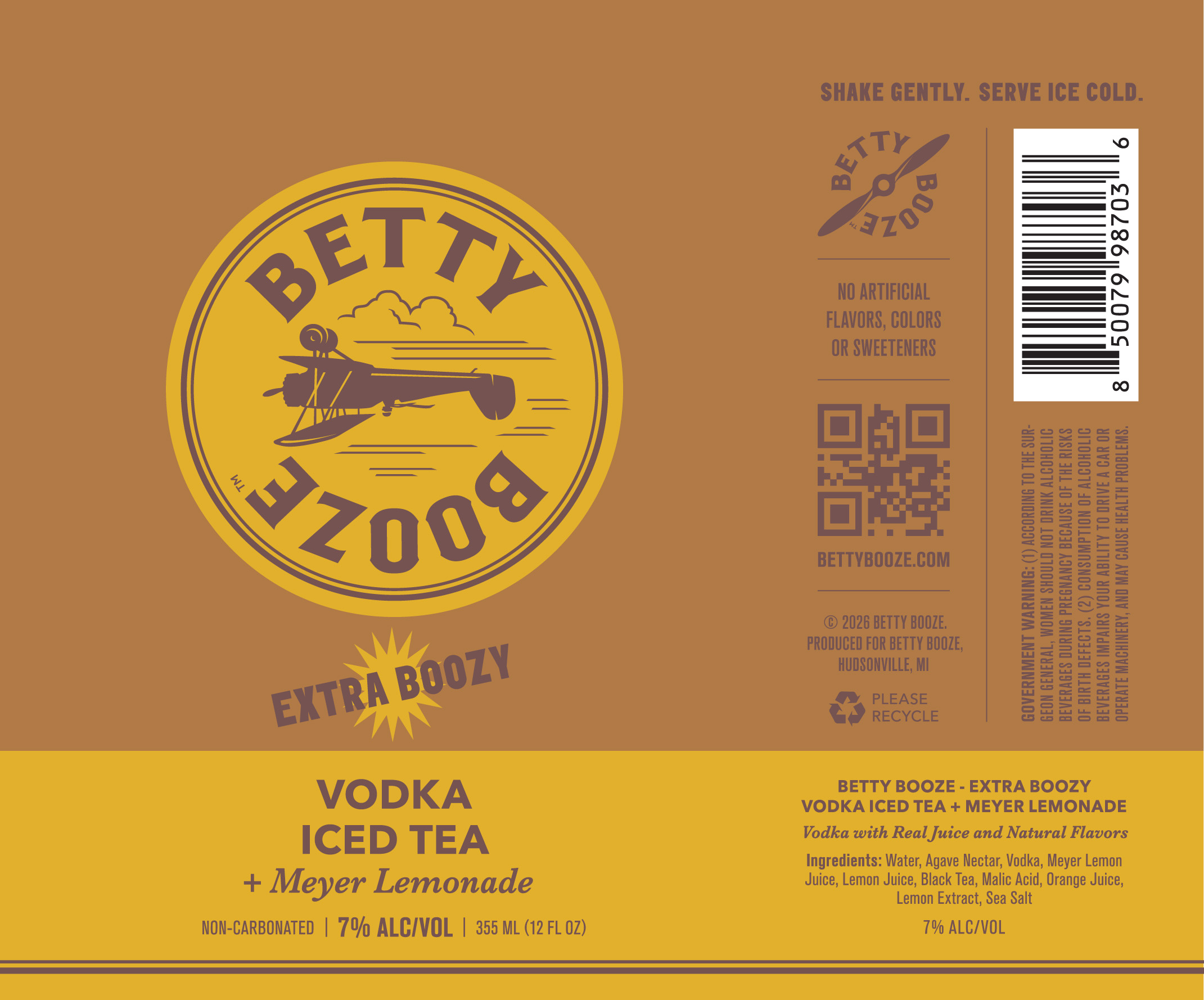 TABC label artwork for Betty Booze Extra Boozy Vodka Iced Tea + Meyer Lemonade