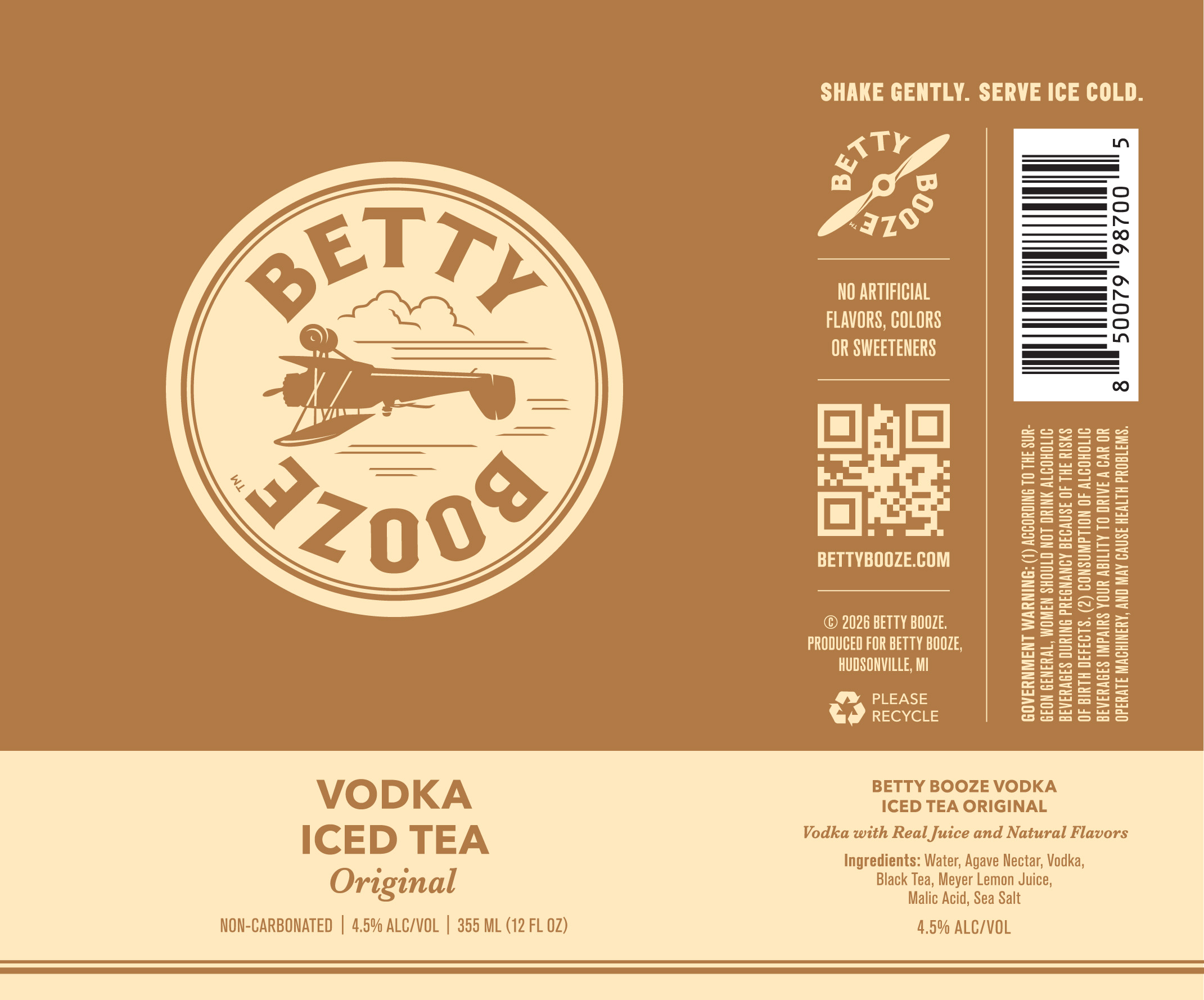 TABC label artwork for Betty Booze Vodka Iced Tea Original