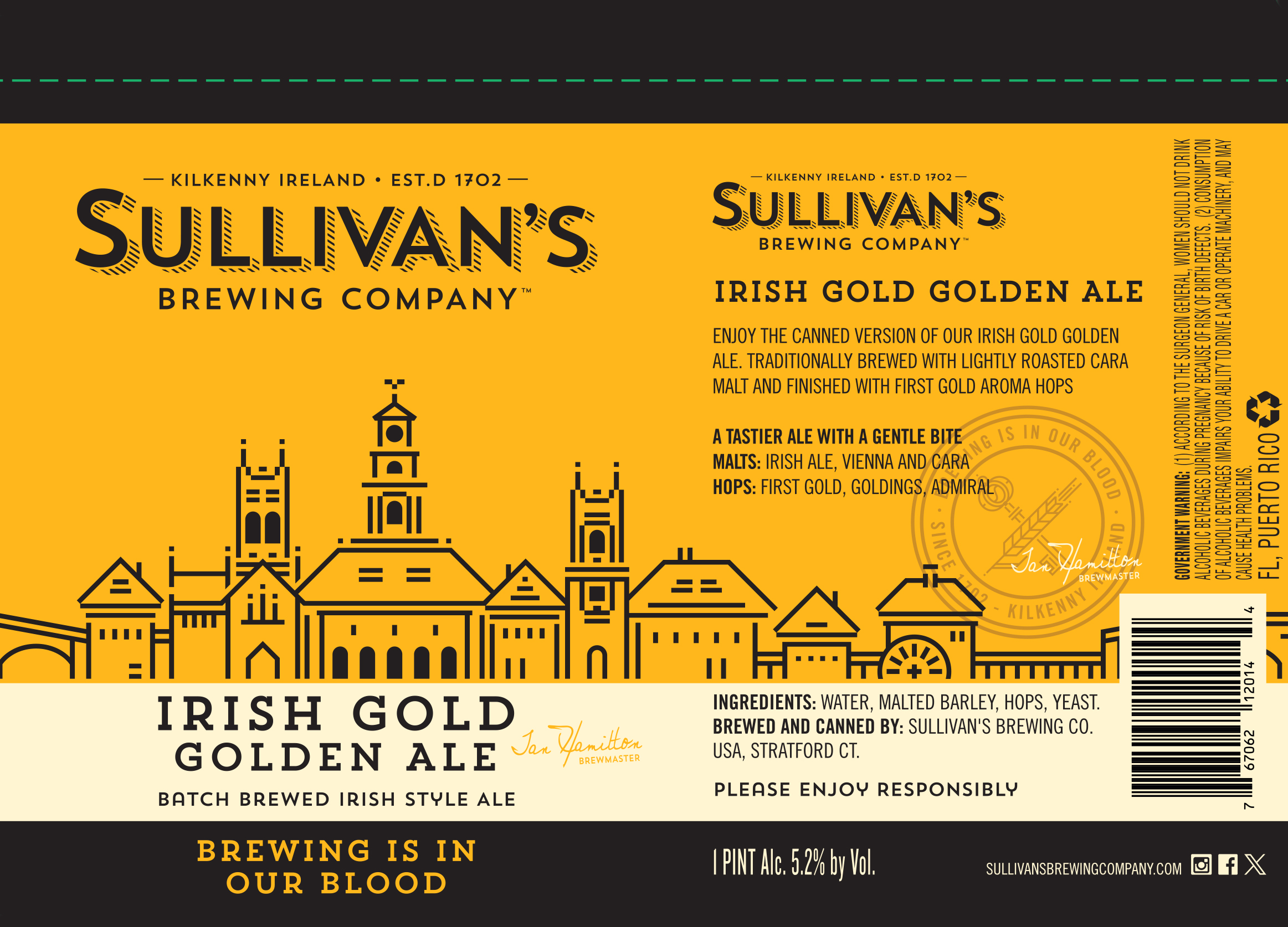 TABC label artwork for Sullivan's Irish Gold Golden Ale