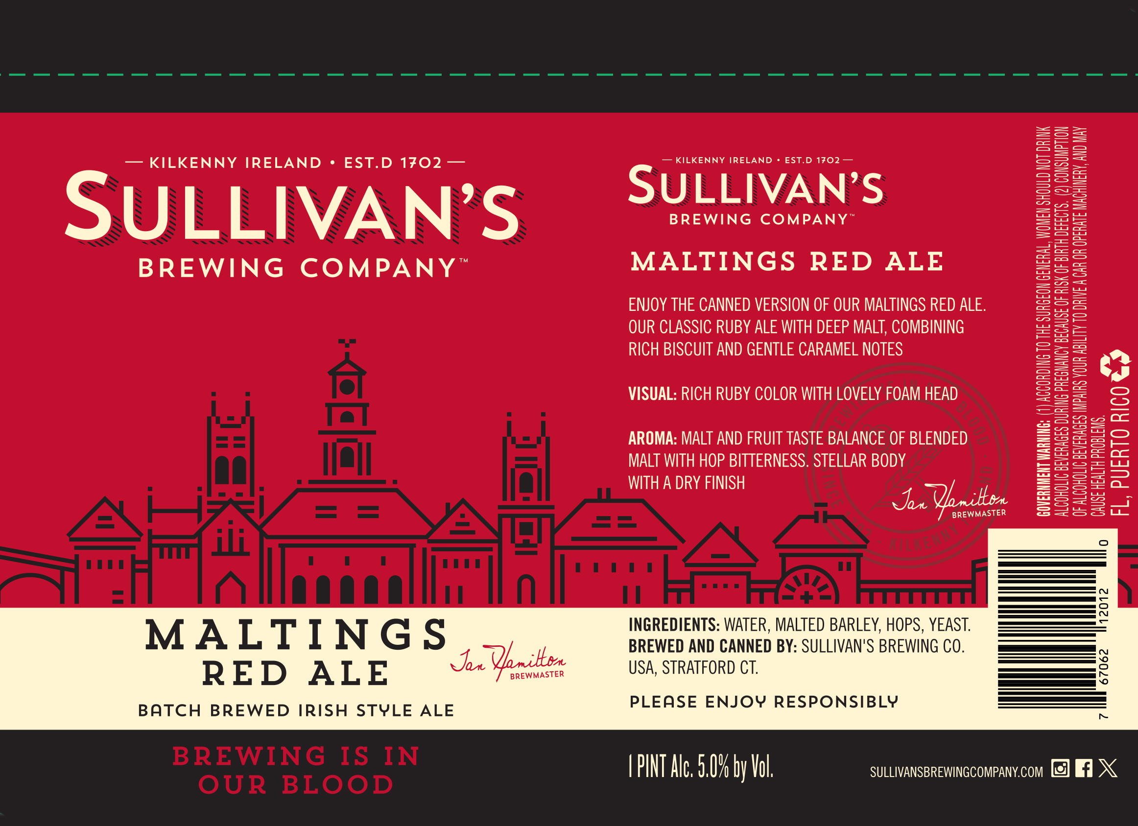 TABC label artwork for Sullivan's Maltings Red Ale