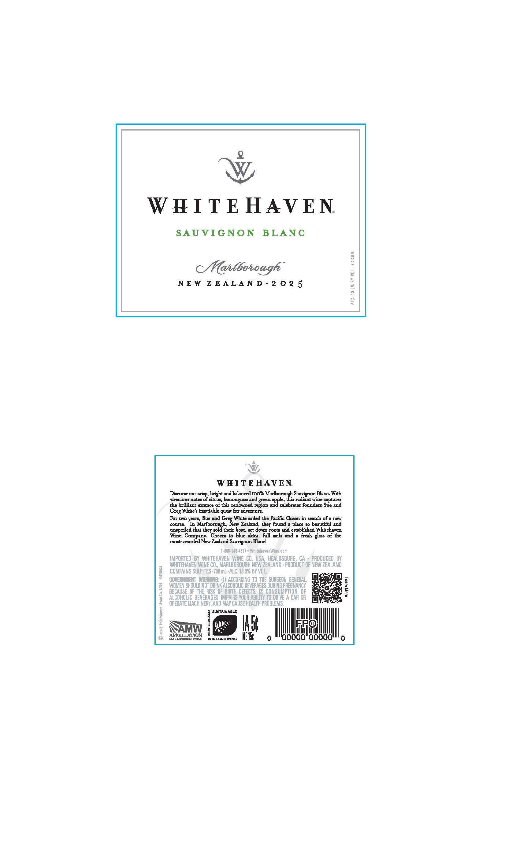 TABC label artwork for Whitehaven Sauvignon Blanc Marlborough, New Zealand