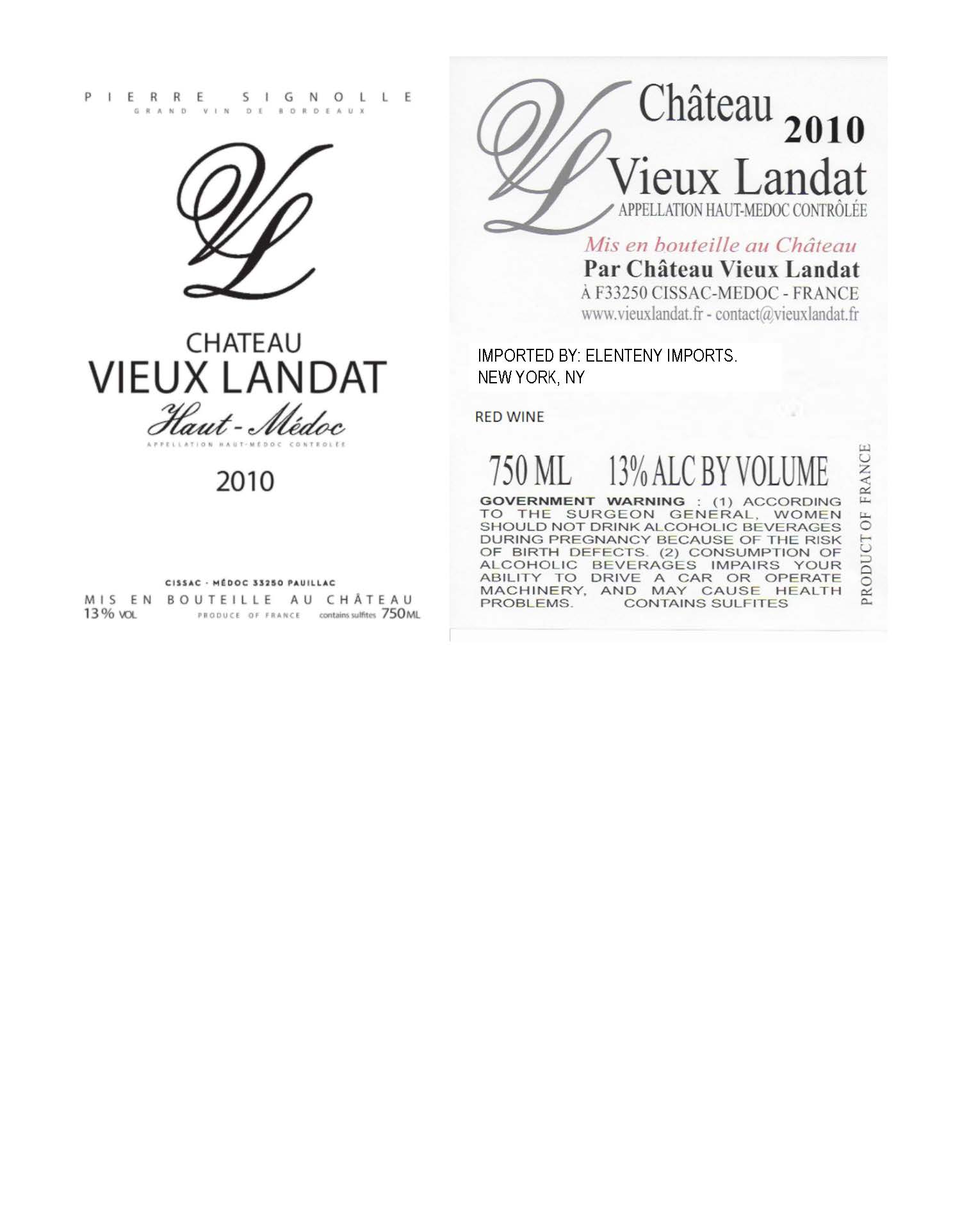 TABC label artwork for Chateau Vieux Landat Haut-Medoc