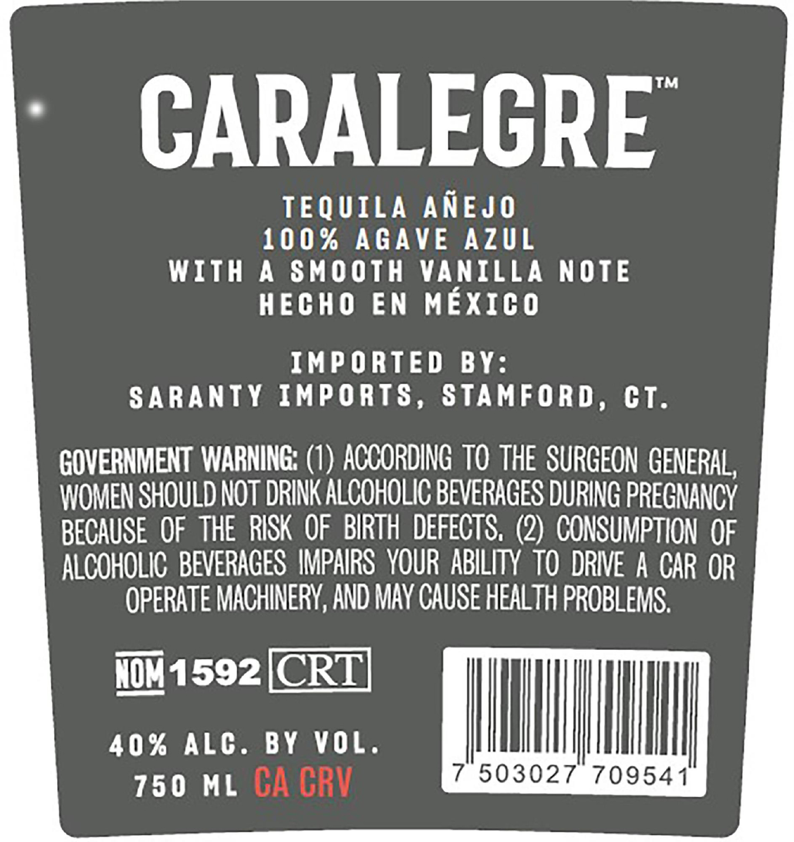 TABC label artwork for Caralegre Anejo Tequila