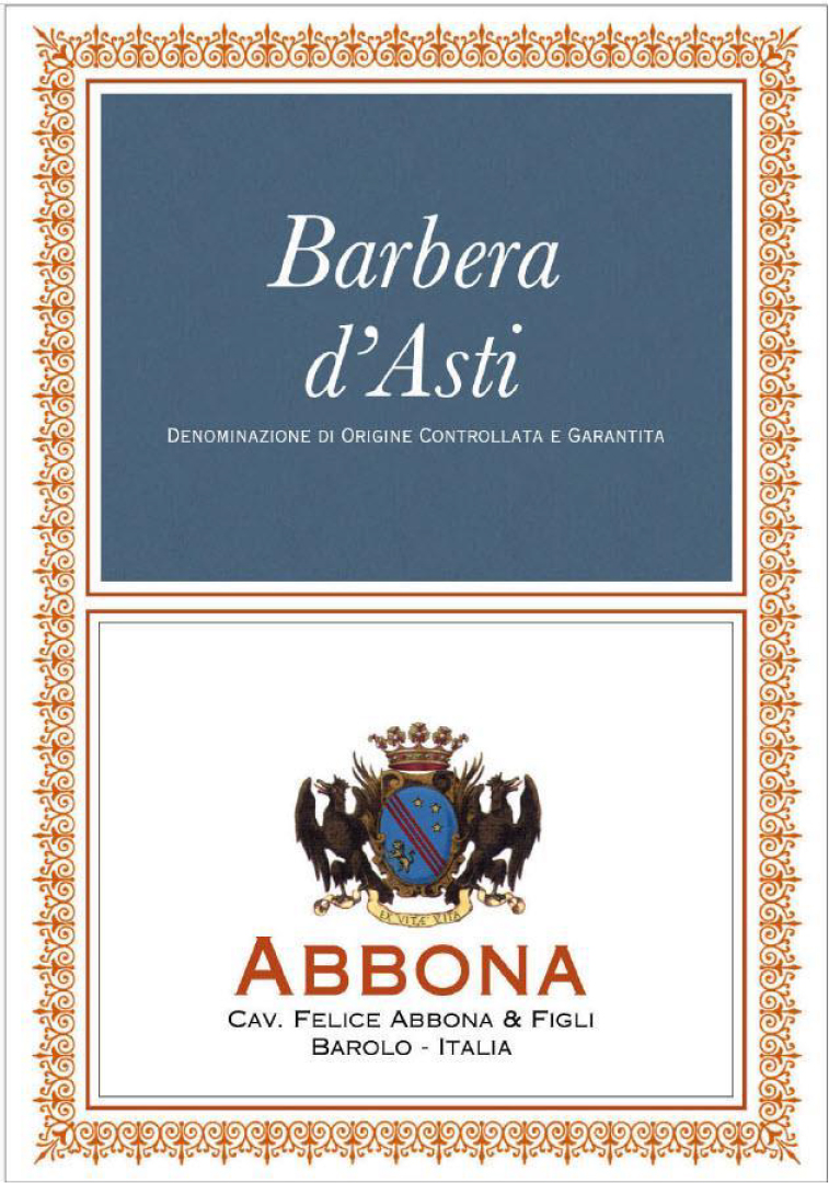 TABC label artwork for Abbona Barbera d’Asti
