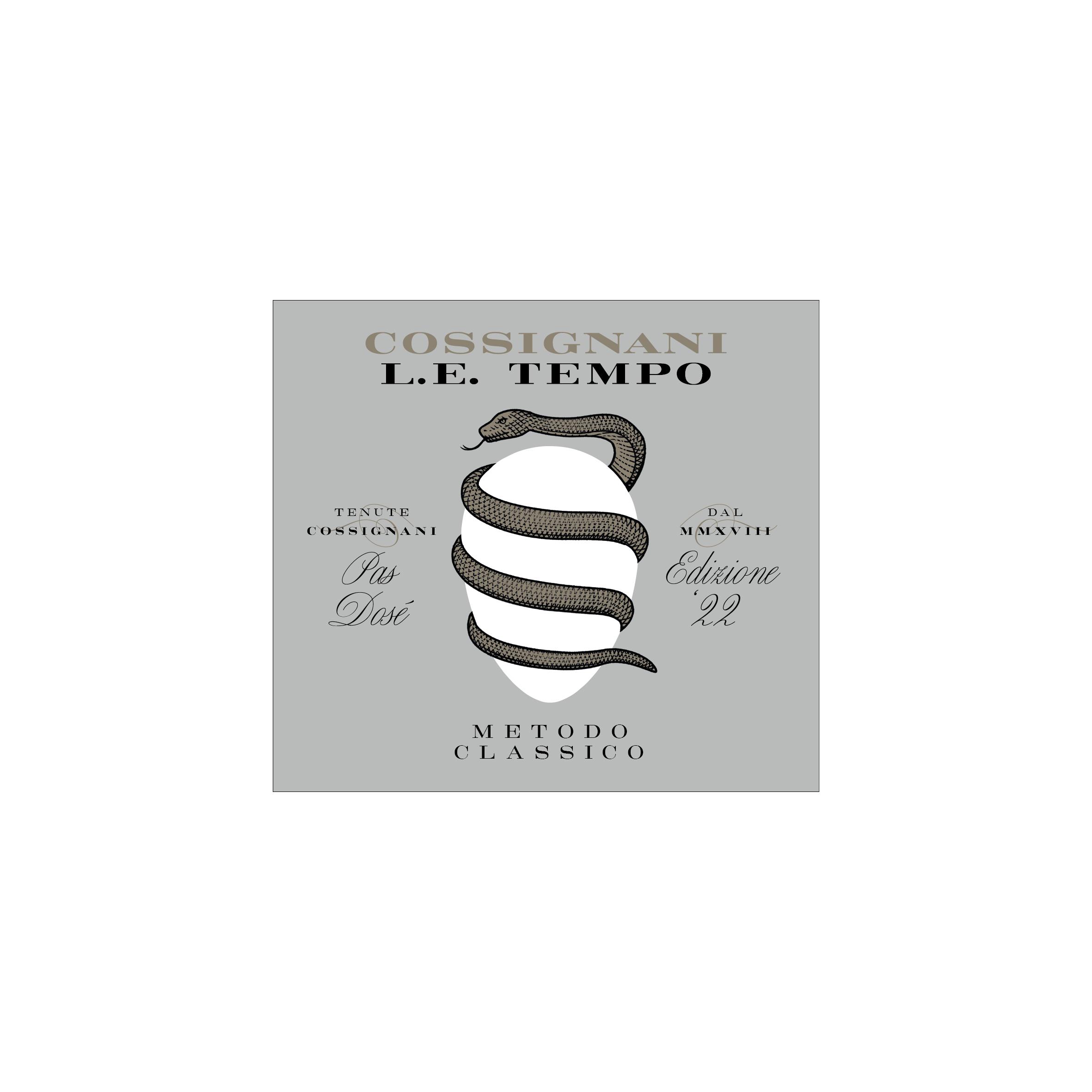 TABC label artwork for Cossignani L.E. Tempo, Chardonnay, Pas Dose Marche