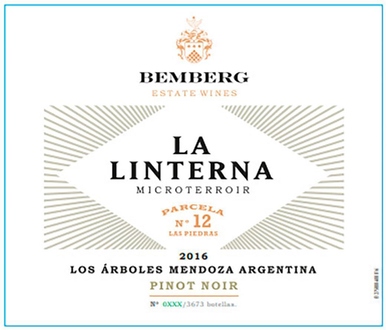 TABC label artwork for Bemberg La Linterna Las Piedras Estate Pinot Noir