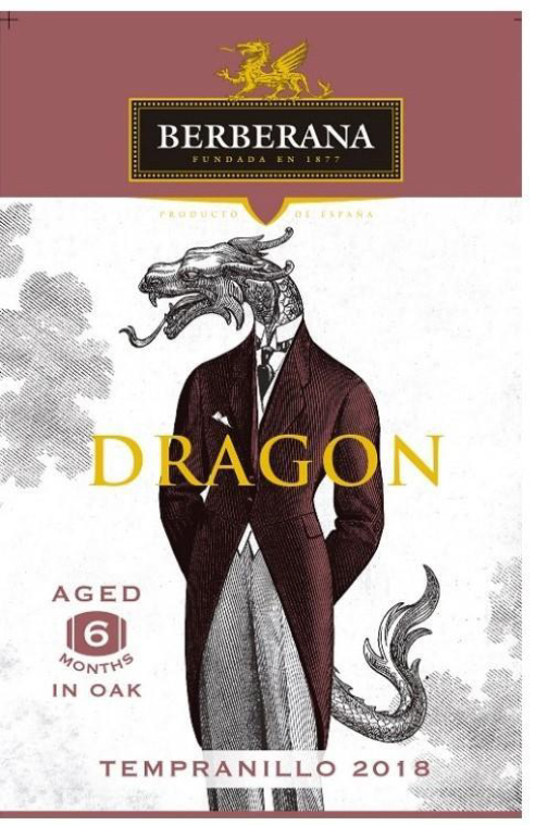 TABC label artwork for Berberana Red Dragon Tempranillo Aged in Oak
