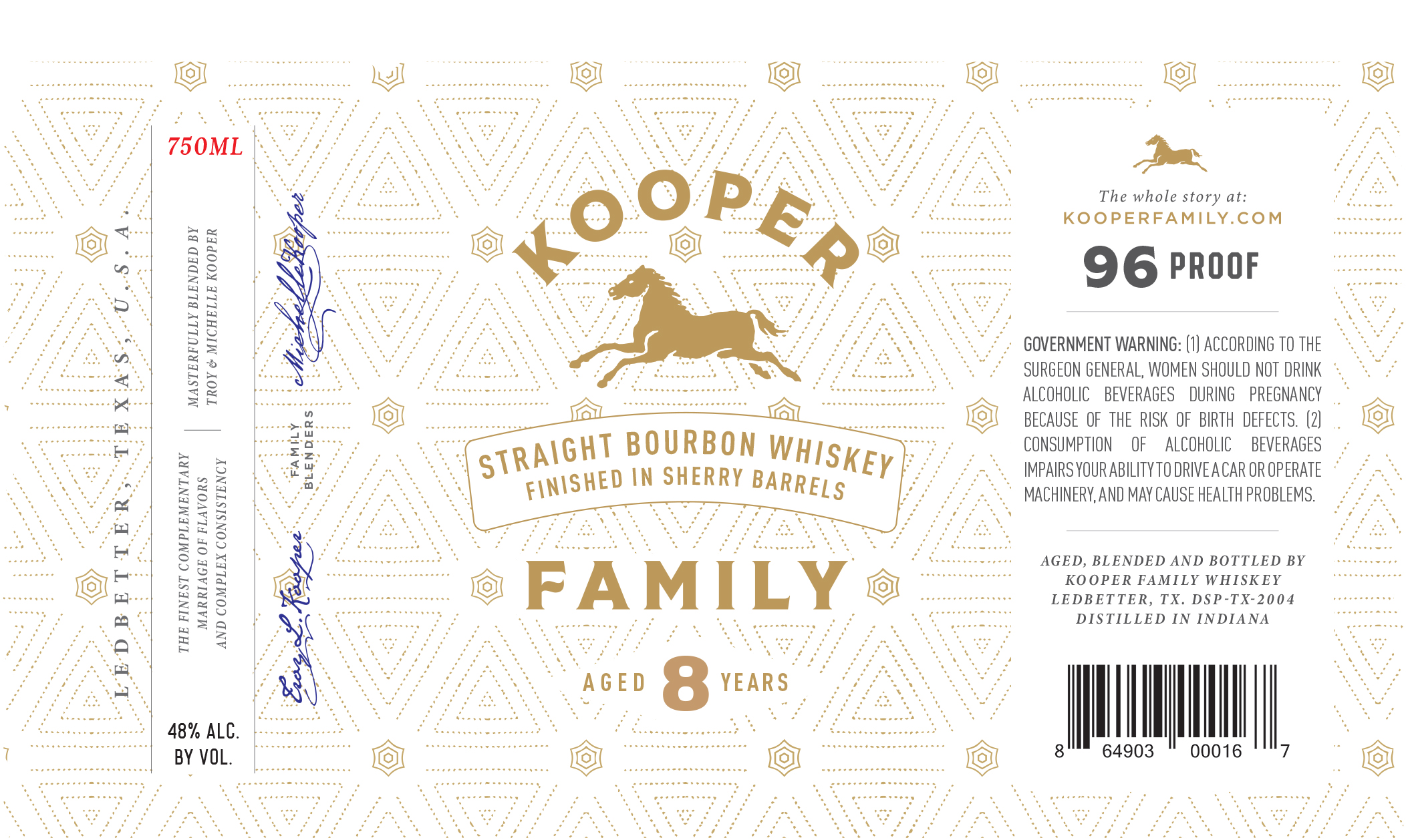 TABC label artwork for Kooper Family Straight Bourbon Whiskey Finished in Sherry Barrels