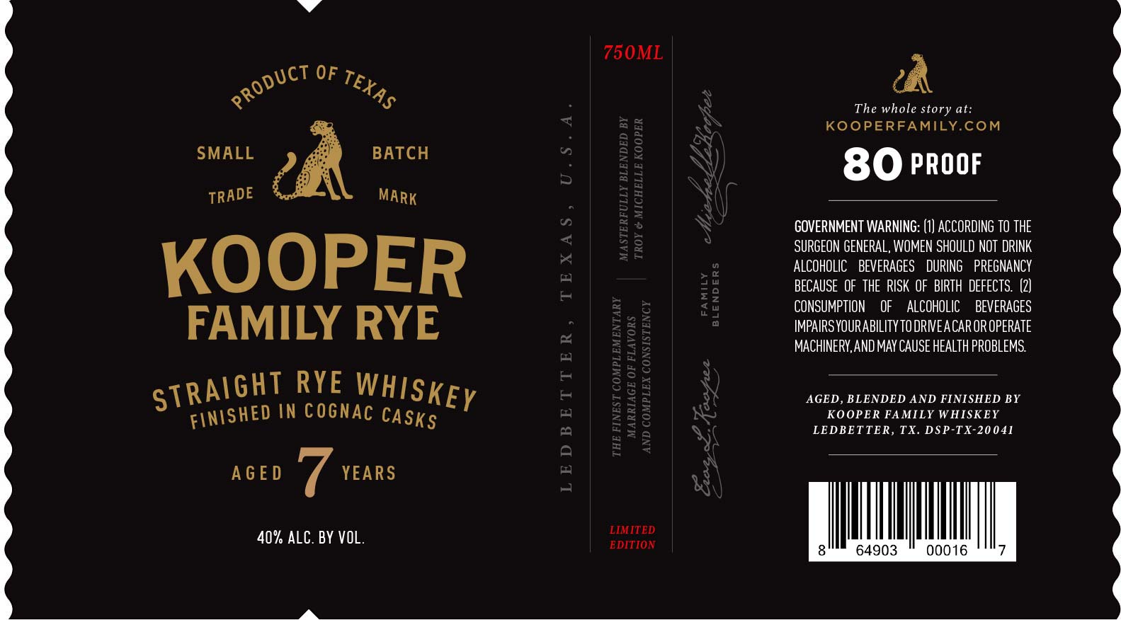 TABC label artwork for Kooper Family Rye Straight Rye Whiskey Finished in Cognac Casks