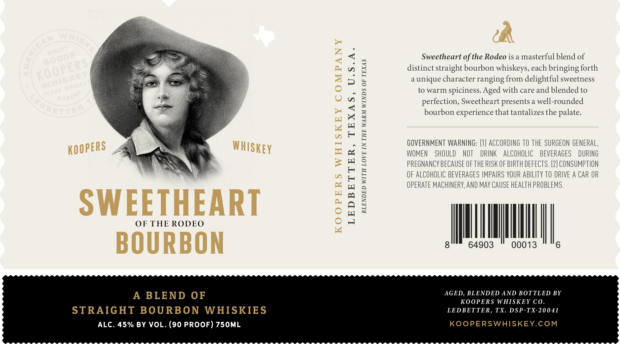 TABC label artwork for Sweetheart of the Rodeo Bourbon