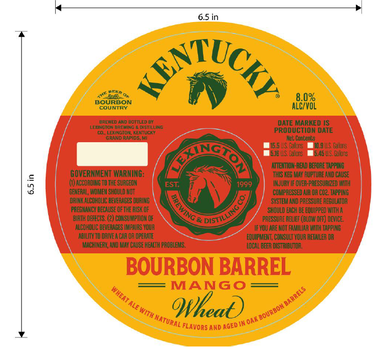 TABC label artwork for Kentucky Bourbon Barrel Mango Wheat