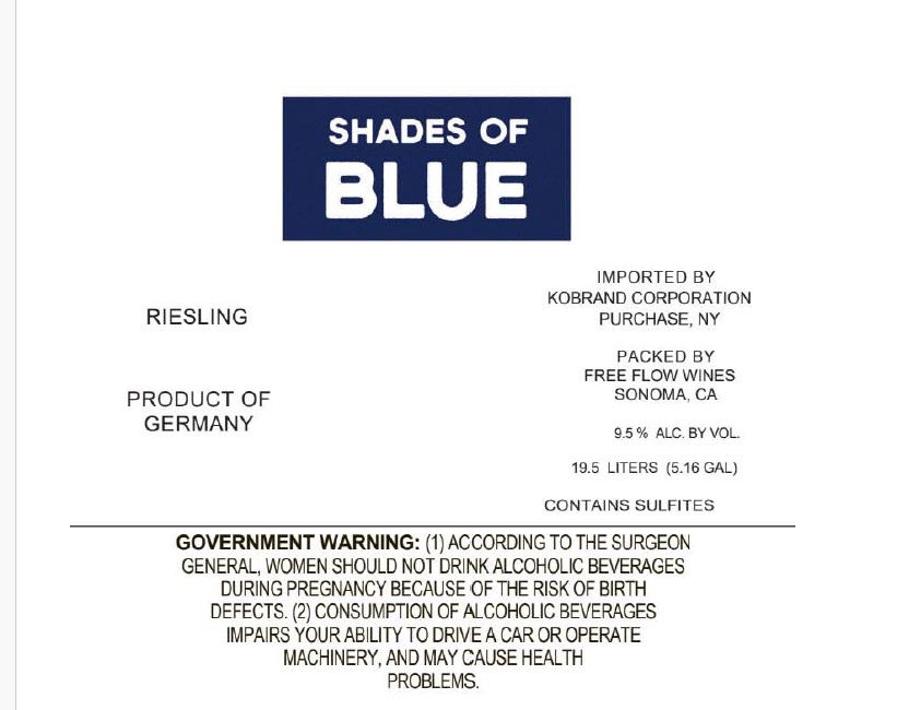 TABC label artwork for Shades of Blue Riesling Keg