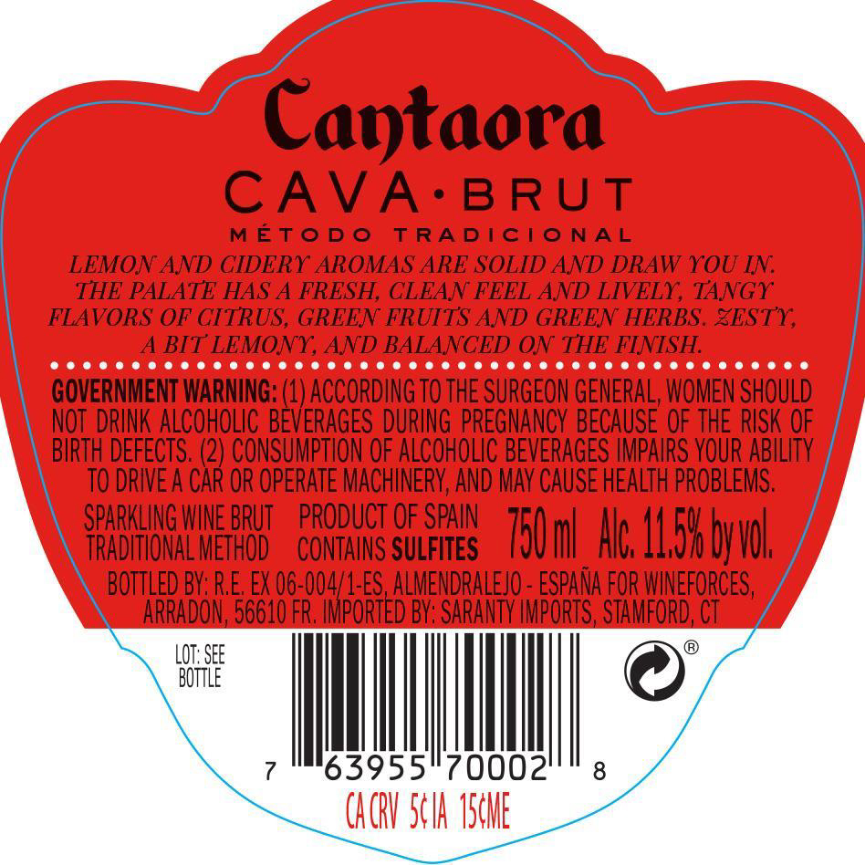 TABC label artwork for Cantaora Brut Cava