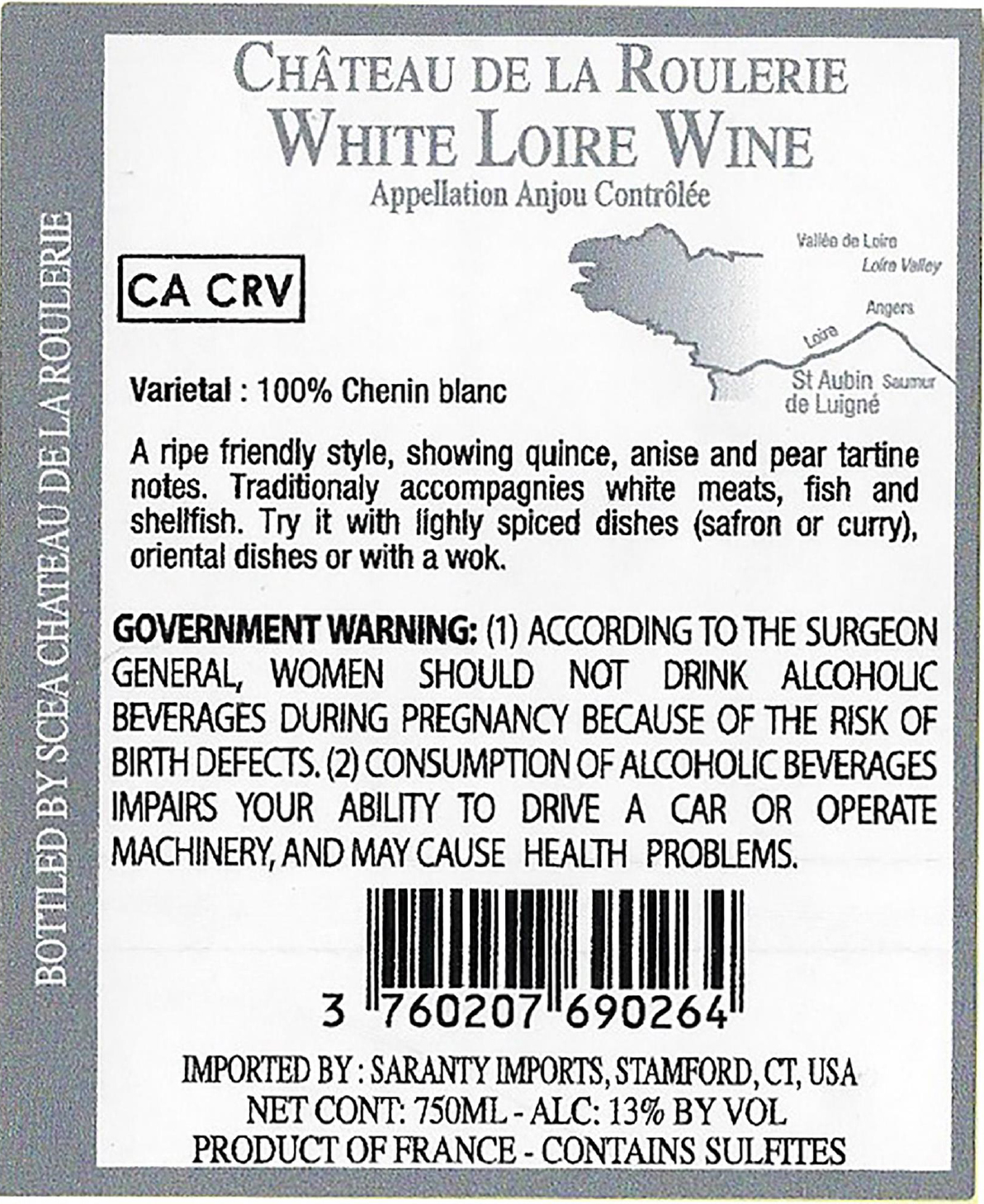 TABC label artwork for Chateau de la Roulerie Anjou Blanc