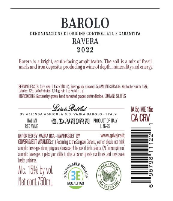 TABC label artwork for G. D. VAJRA RAVERA