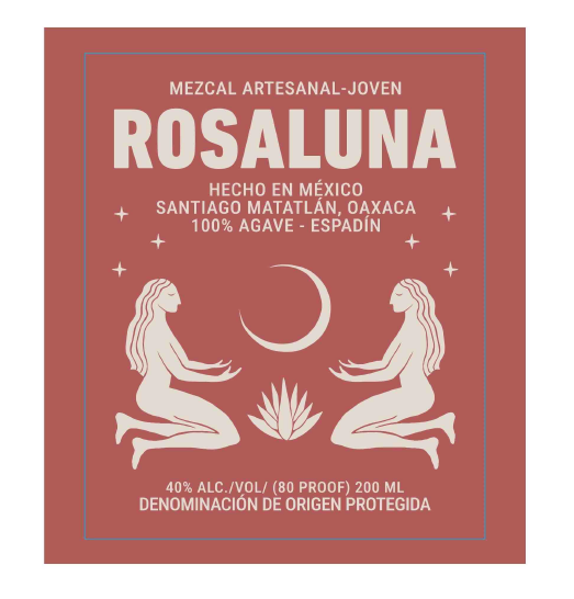 TABC label artwork for Rosaluna Mezcal Joven Organic
