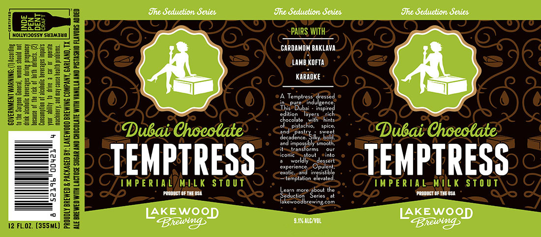 TABC label artwork for Dubai Chocolate Temptress