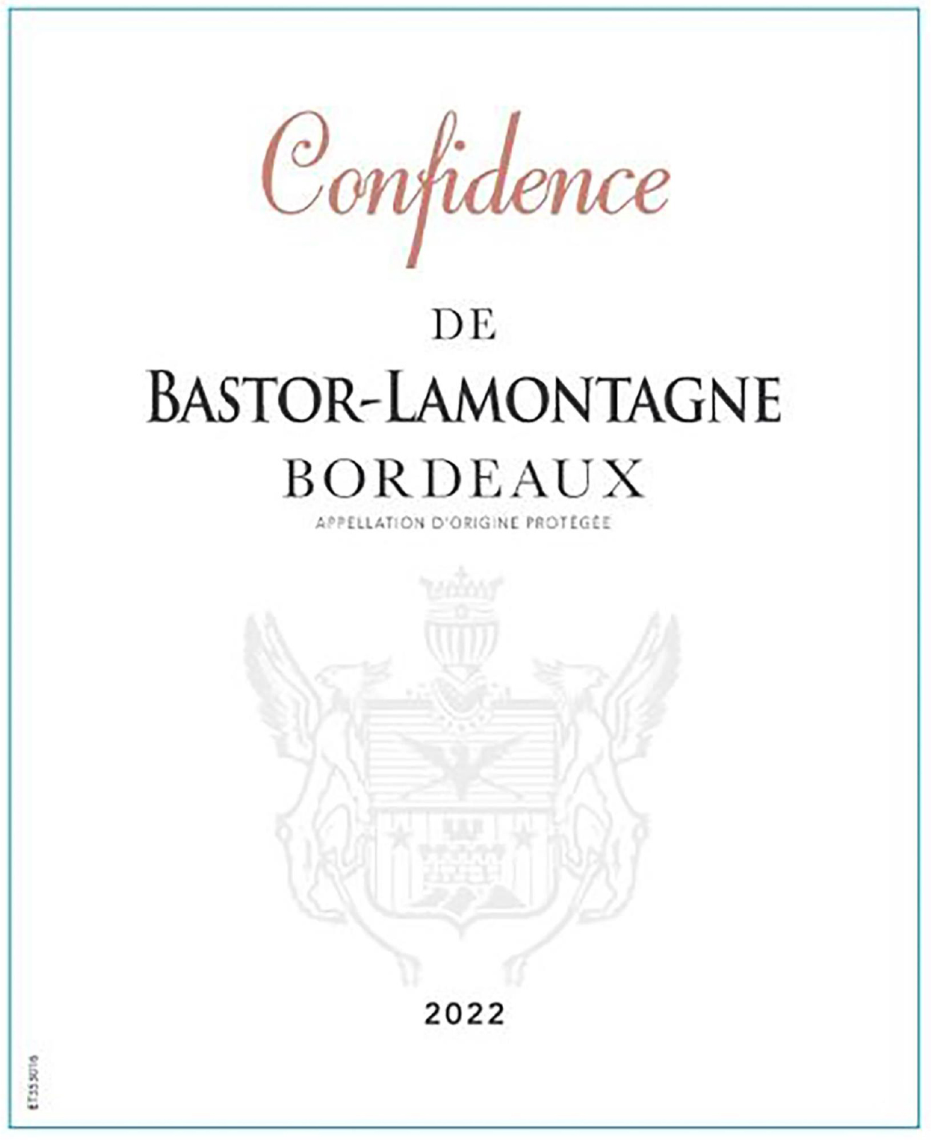 TABC label artwork for Bastor Lamontagne Confidence White Bordeaux