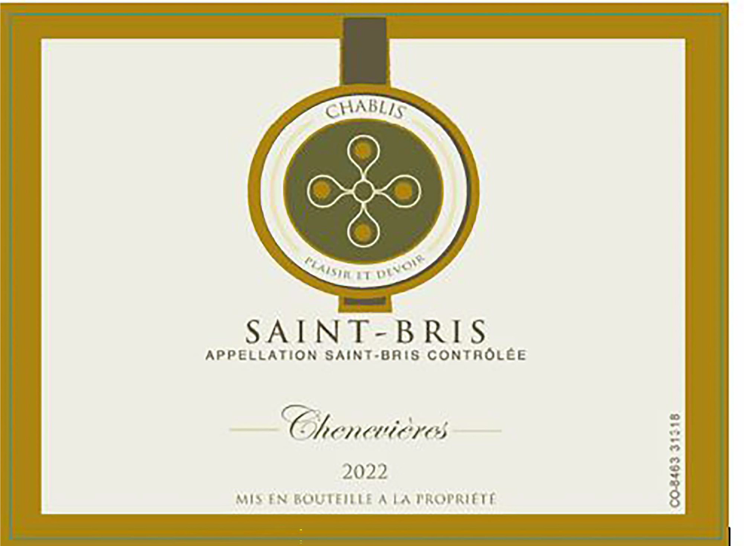 TABC label artwork for Domaine Chenevieres Saint Bris Sauvignon Blanc