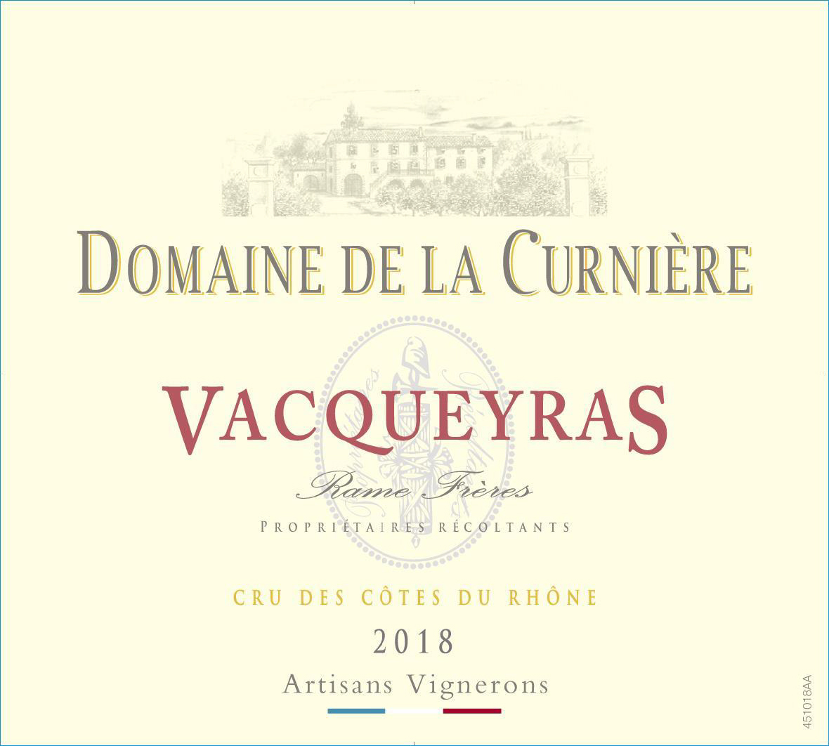 TABC label artwork for Domaine De La Curniere Vacqueyras
