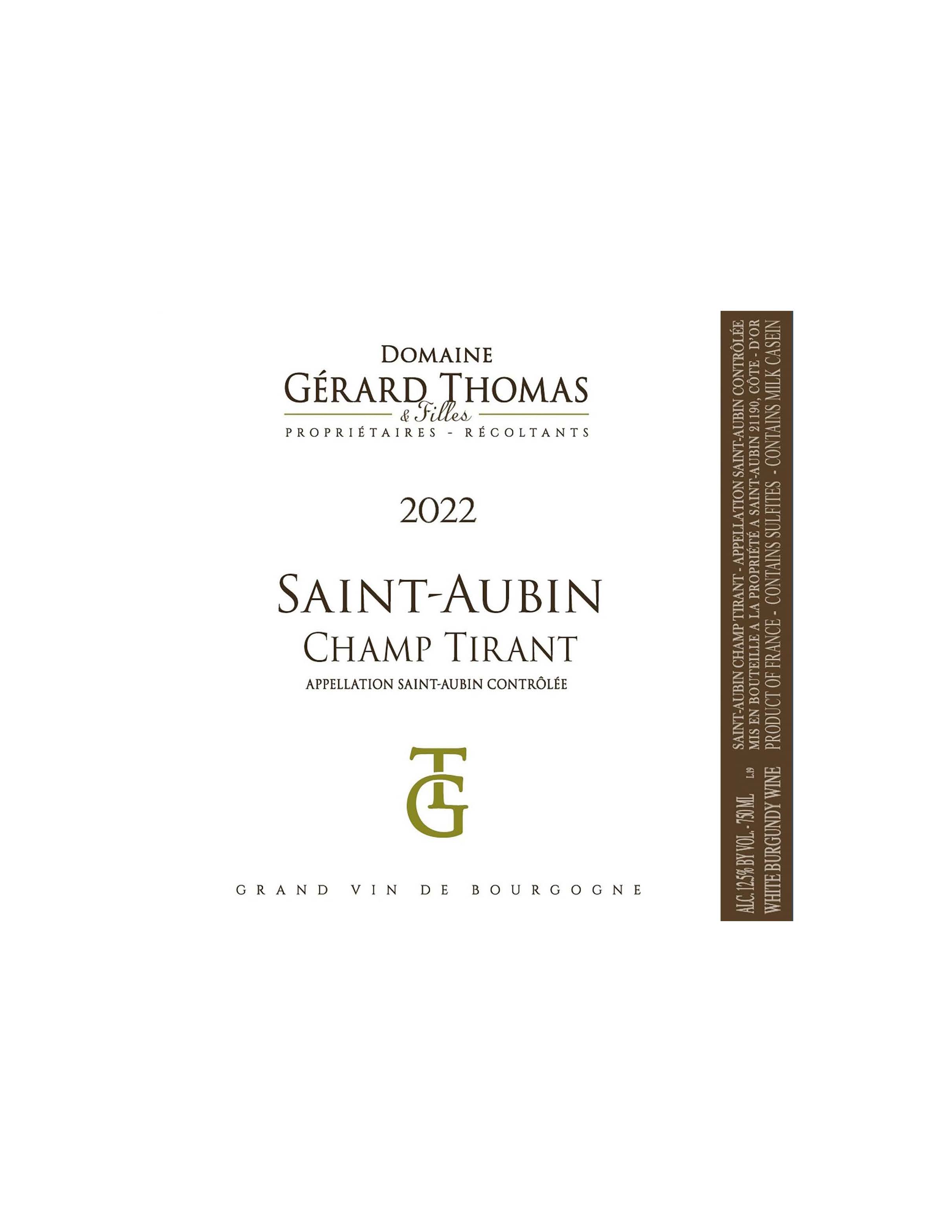 TABC label artwork for Domaine Gerard Thomas Saint-Aubin 1er Cru Champ Tiran