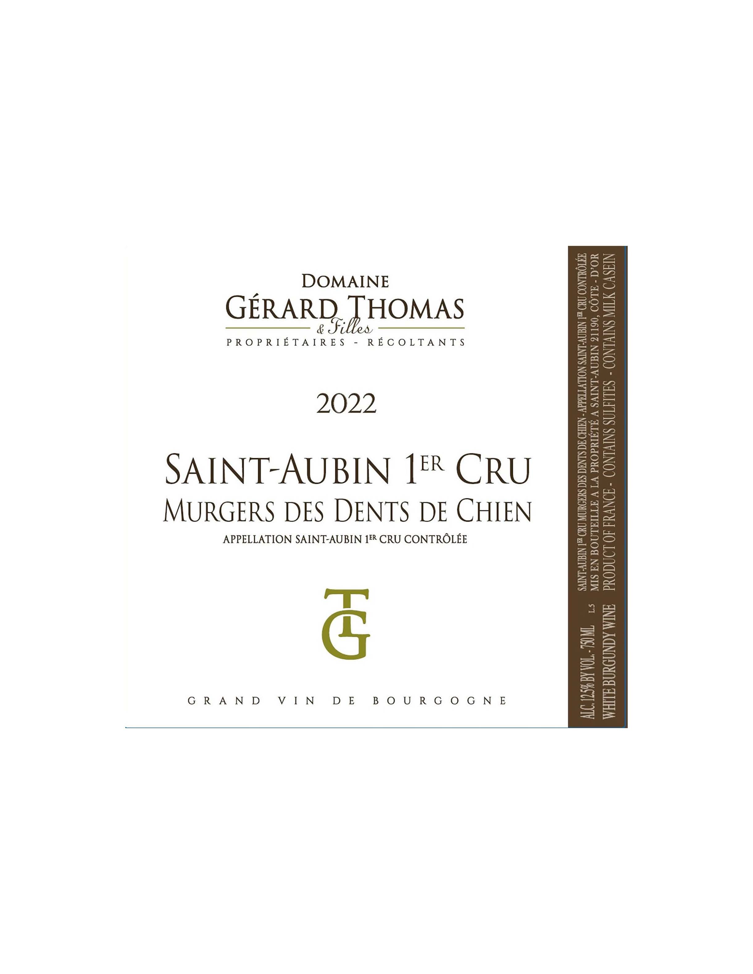 TABC label artwork for Domaine Gerard Thomas Saint-Aubin 1er Cru Murgers des Dents de Chien