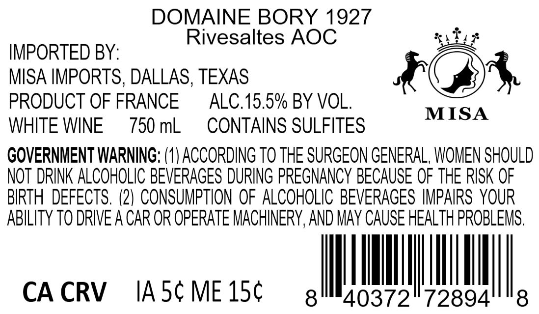 TABC label artwork for DOMAINE BORY RIVESALTES