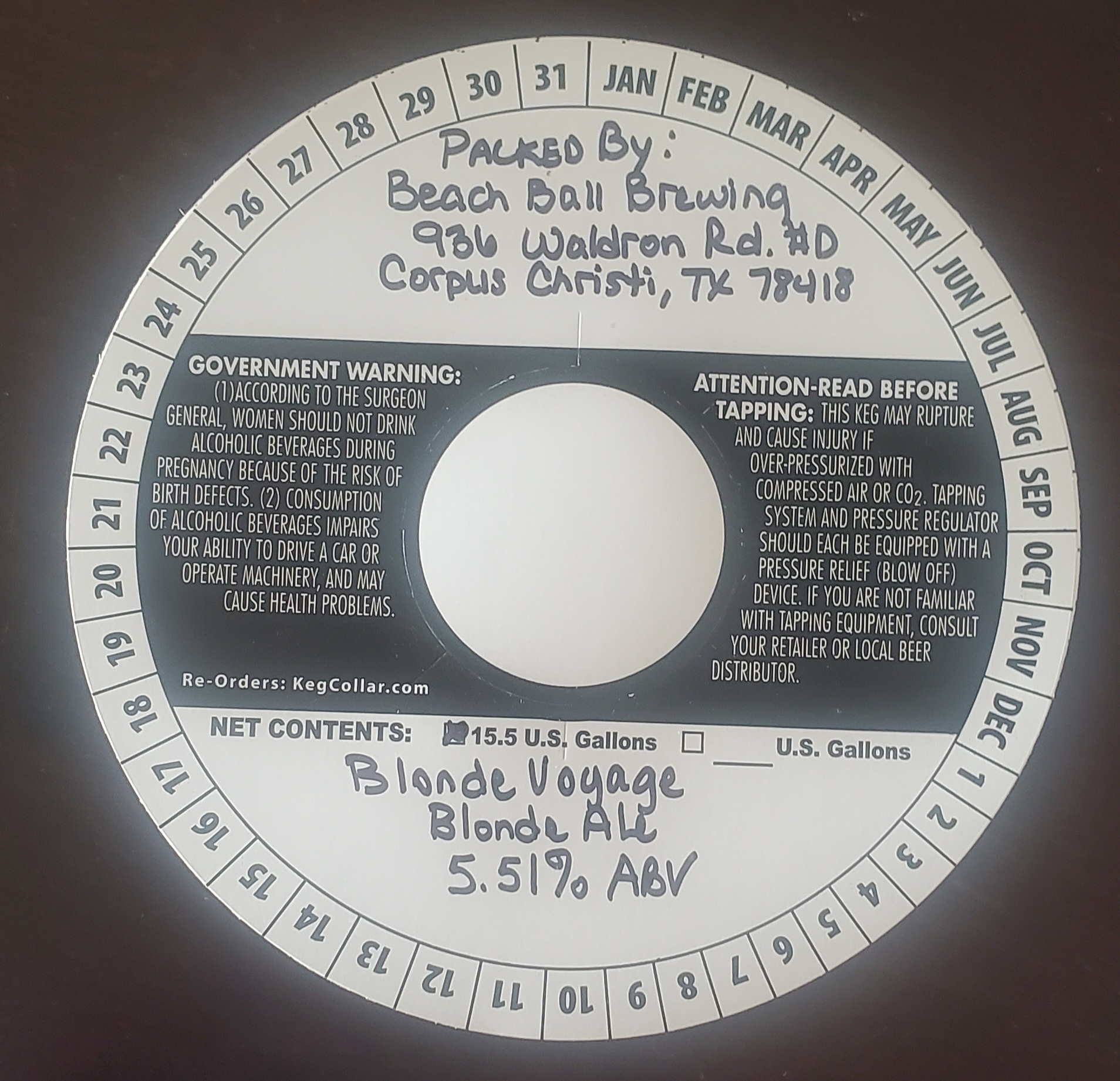 TABC label artwork for Blonde Voyage