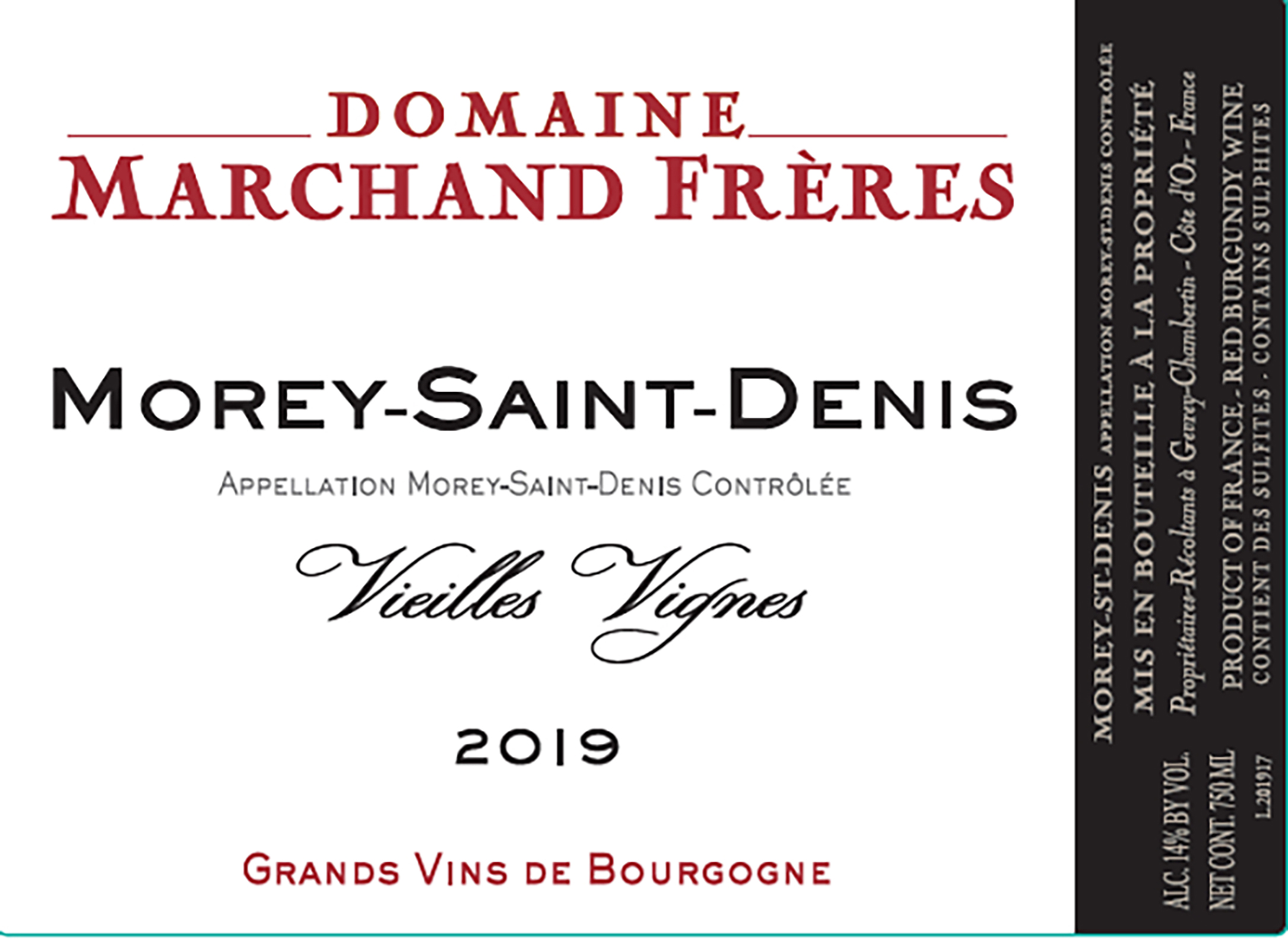 TABC label artwork for Domaine Marchand Freres Pinot Noir Vieilles Vignes Morey-Saint-Denis