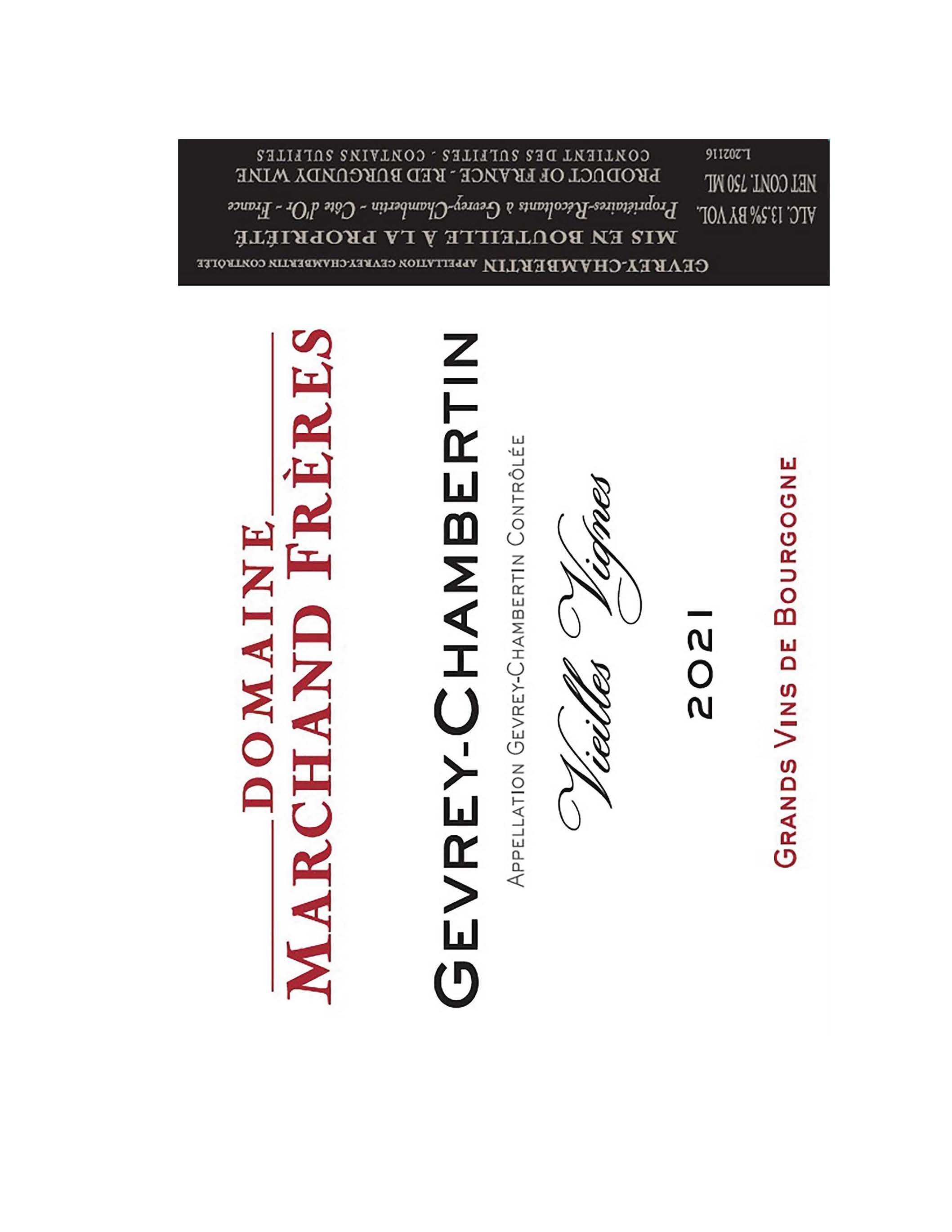 TABC label artwork for Domaine Marchand Freres Pinot Noir Vielles Vignes Gevrey-Chambertin
