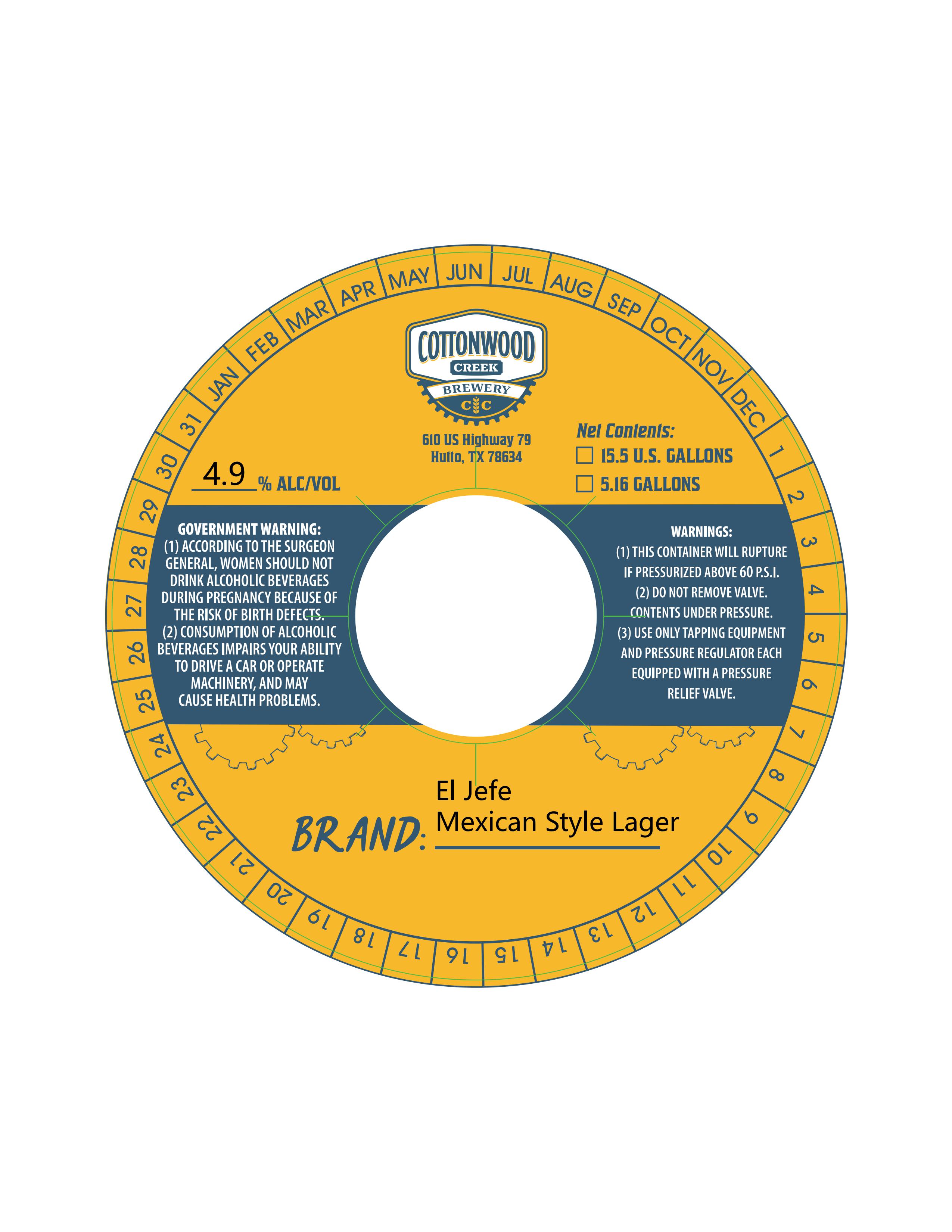 TABC label artwork for El Jefe Mexican Style Lager