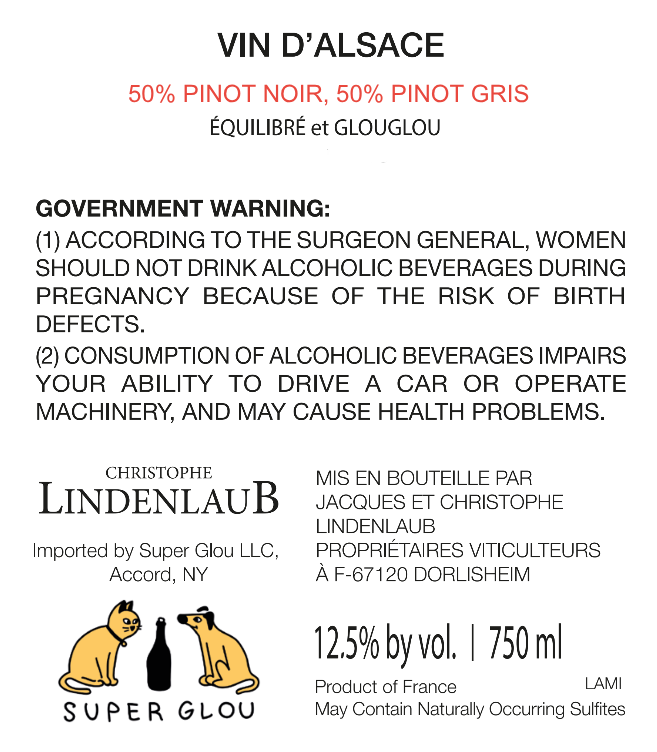 TABC label artwork for Lindenlaub Ami-Amis Vin d'Alsace