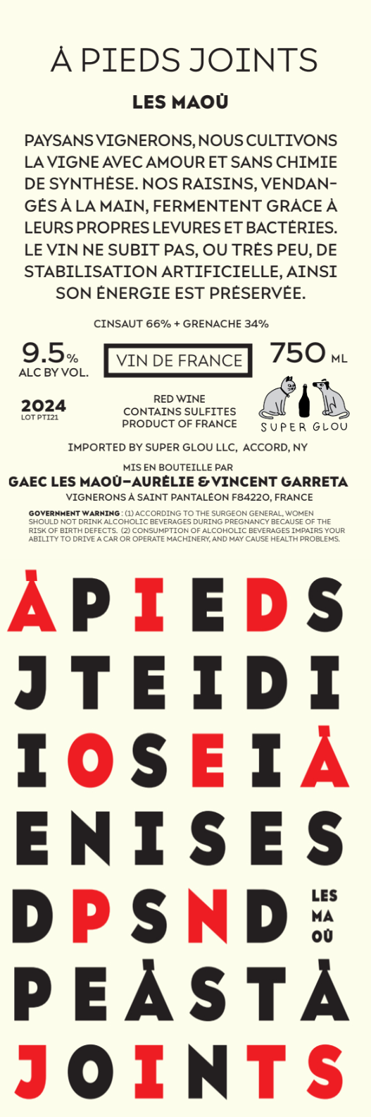 TABC label artwork for Les Maou A Pieds Joints