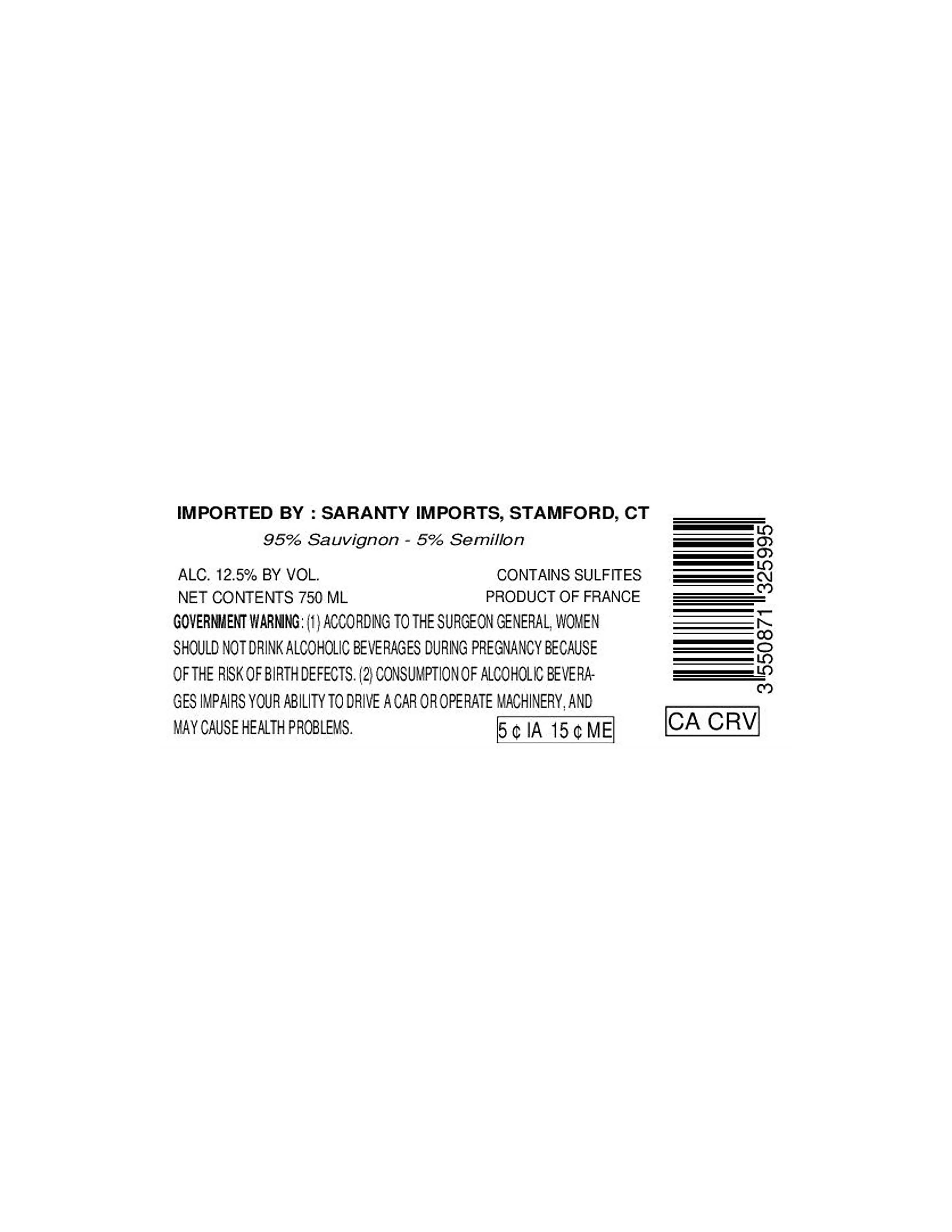 TABC label artwork for Les Hauts De Larrivet Haut-Brion Sauvignon Blanc Pessac Leognan