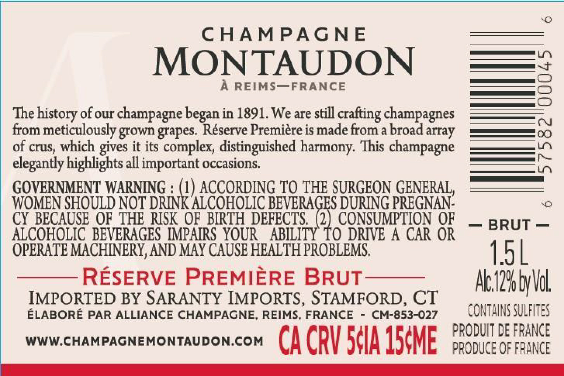 TABC label artwork for Montaudon Brut