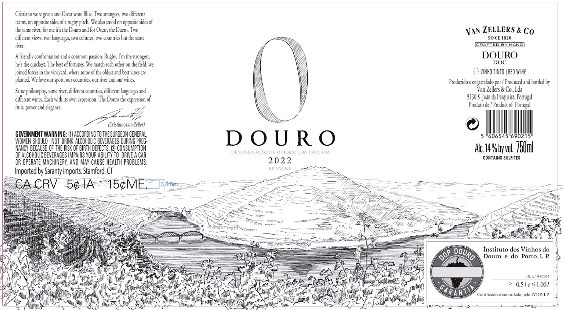 TABC label artwork for O Douro Tempranillo