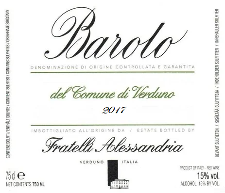 TABC label artwork for FRATELLI ALESSANDRIA DEL COMUNE DI VERDUNO