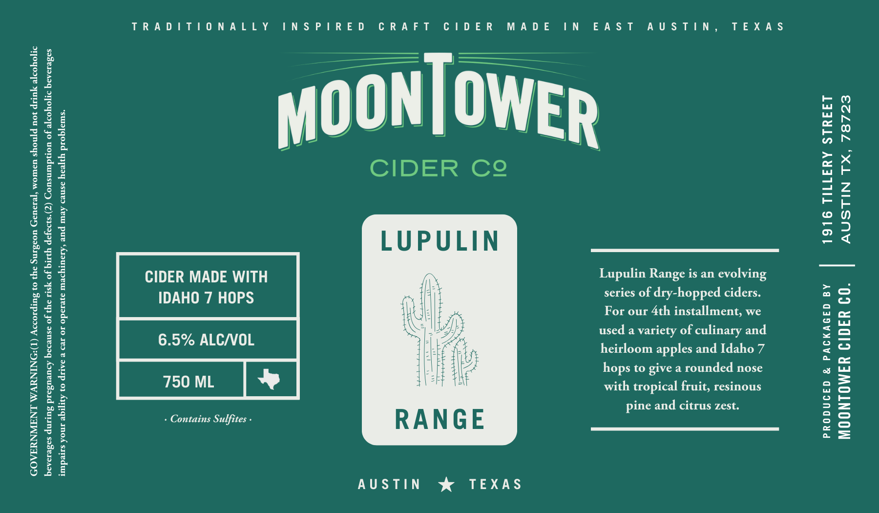 TABC label artwork for Moontower Cider Co Lupulin Range