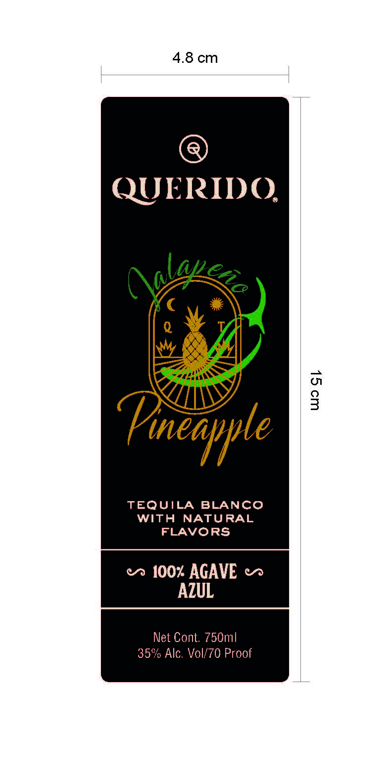 TABC label artwork for Querido Jalapeno Pineapple Tequila Blanco