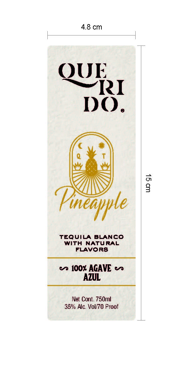 TABC label artwork for Querido Tequila Blanco Pineapple 100% Agave Azul