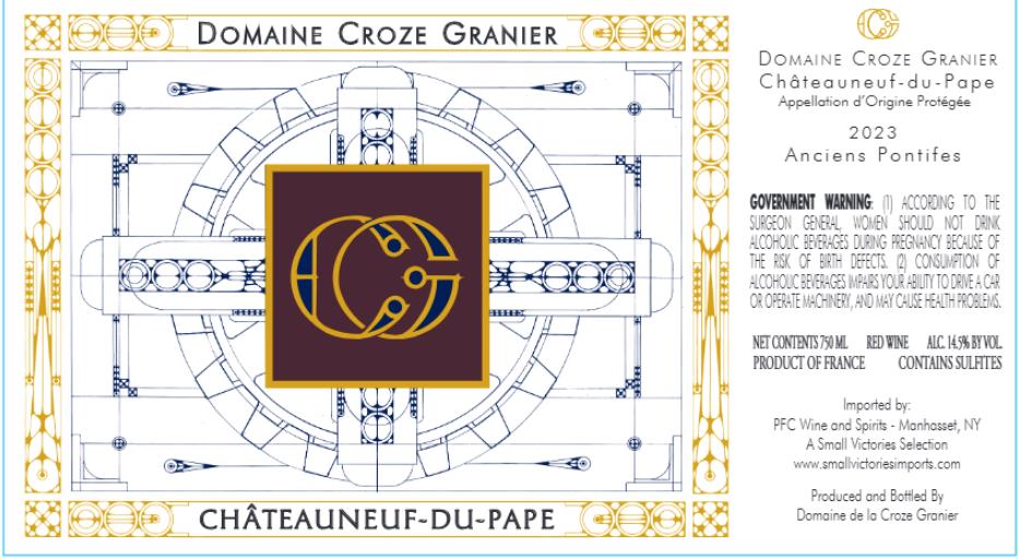 TABC label artwork for Domaine Croze-Granier, Anciens Pontifes, Chateauneuf-du-Pape