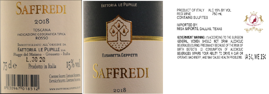 TABC label artwork for FATTORIA LE PUPILLE SAFFREDI