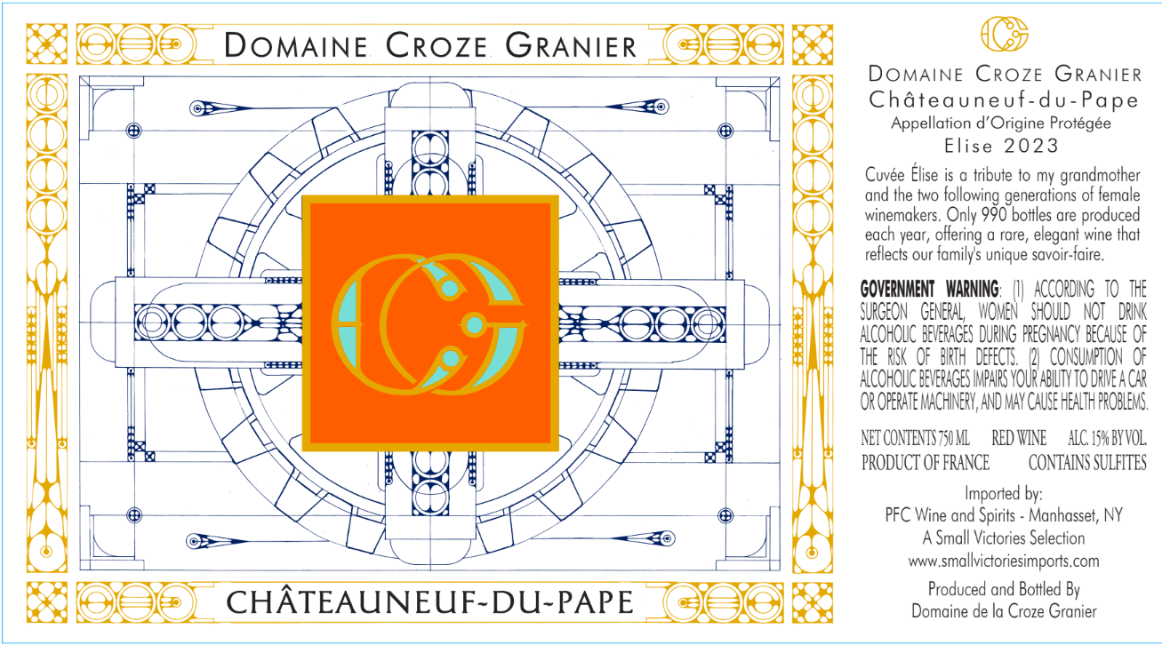TABC label artwork for Domaine Croze-Granier, Elyse, Chateauneuf-du-Pape