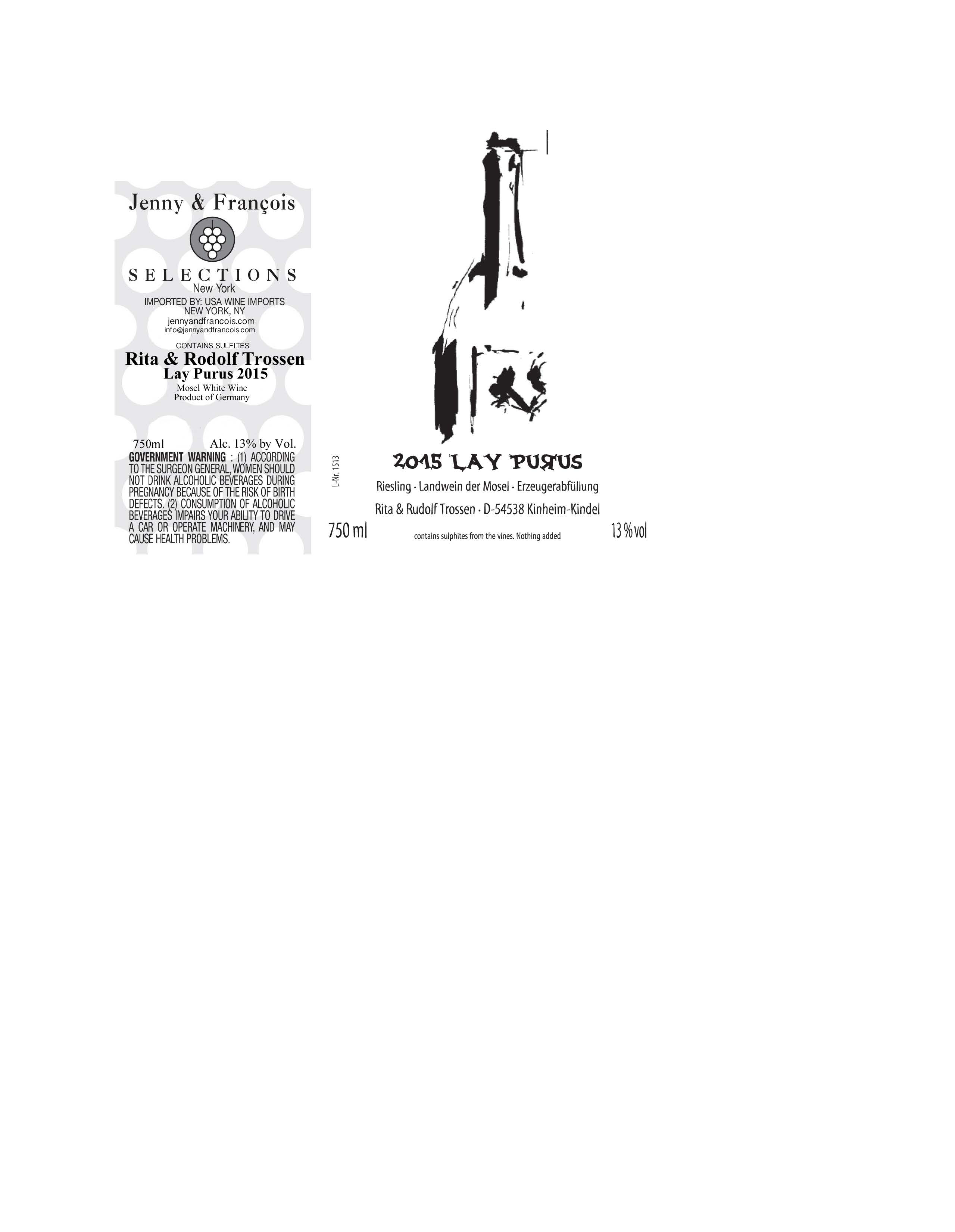 TABC label artwork for Rita & Rudolf Trossen, Lay Purus